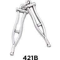 Crutches Charm Sterling Silver - Fine Gifts La Bella Basket Company