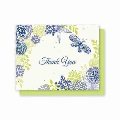 Thank You Flowers and Butterfly Plantable Greeting Cards - 5 Pack - Fine Gifts La Bella Basket Company