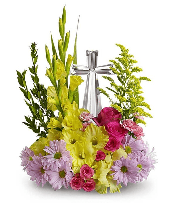 Crystal Cross Bouquet Sympathy Flowers