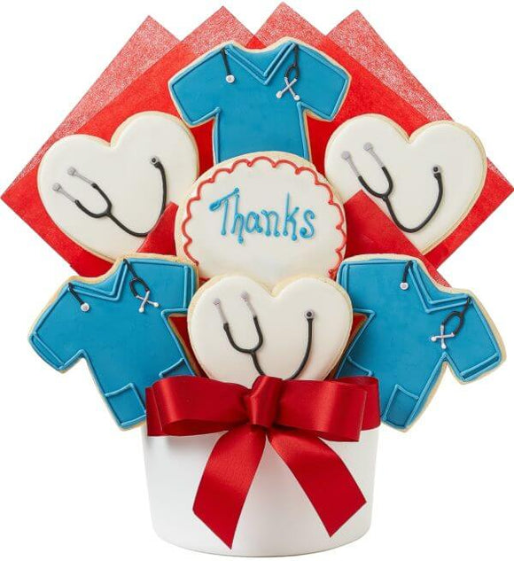 Thank you Medical Cookies Bouquet - Fine Gifts La Bella Basket Company