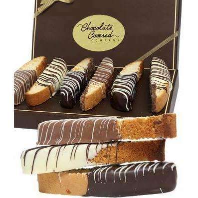 Belgian Chocolate Dipped Biscotti Assortment - Fine Gifts La Bella Basket Company