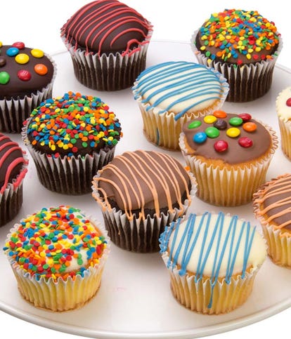 12 Birthday Cupcakes Dipped in Belgian Chocolate - One Dozen
