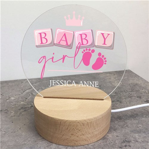 Baby Crown Round Light Up Sign