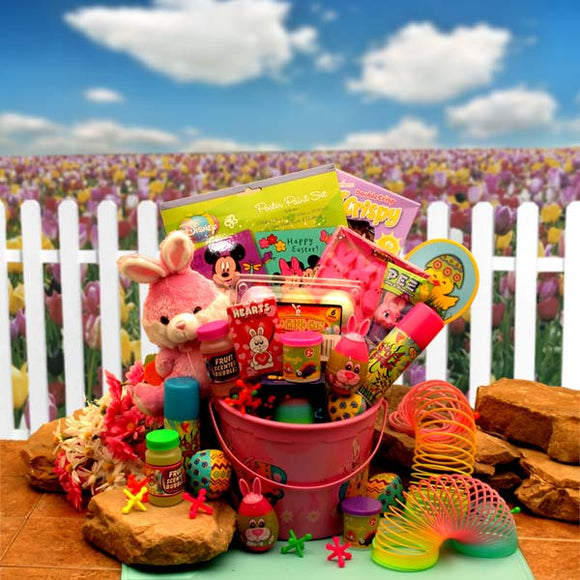 Little Pinkie Bunnies Easter Fun Pail - Fine Gifts La Bella Basket Company