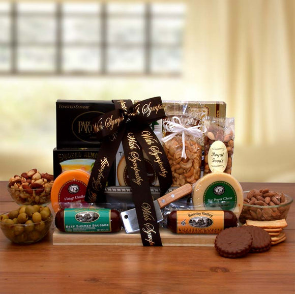 With Our Deepest Sympathy Gourmet Gift Board - Fine Gifts La Bella Basket Company