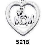 #1 Mom Heart  .925 Sterling Silver Charm