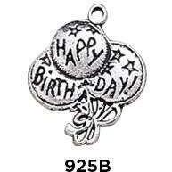 Birthday Balloons Charm Sterling Silver .925 - Fine Gifts La Bella Basket Company