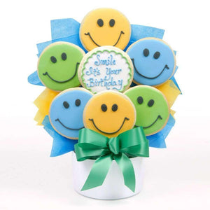 Birthday Smiles Cutout Cookie Bouquet - Fine Gifts La Bella Basket Company