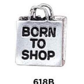 Born to Shop Charm Sterling Silver - Fine Gifts La Bella Basket Company