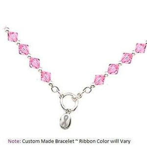 Breast Cancer Awareness ~ Pink Crystal Charm Bracelet - Fine Gifts La Bella Basket Company