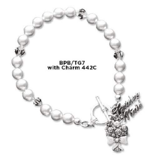 Bridesmaid Bouquet Pearl & Swarovski Crystals Bracelet - Fine Gifts La Bella Basket Company