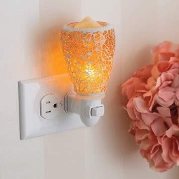 Crackled Amber Glass Plug-in Warmer - Fine Gifts La Bella Basket Company