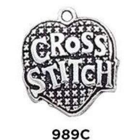 Cross Stitch Heart Charm Sterling Silver .925 - Fine Gifts La Bella Basket Company