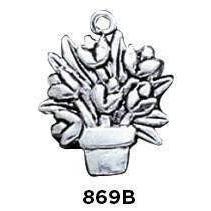 Flower Pot Sterling Silver Charm - Fine Gifts La Bella Basket Company