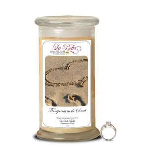 Footprints In The Sand Jewelry Candle - Fine Gifts La Bella Basket Company