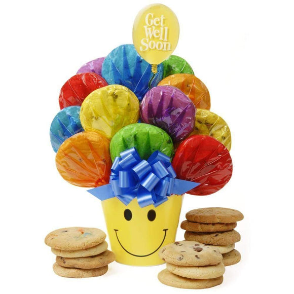 Get Well Smiley Cookie Bouquet - Fine Gifts La Bella Basket Company