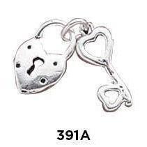 Heart Lock And Key Sterling Silver Charm - Fine Gifts La Bella Basket Company