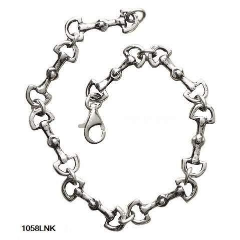 Horse Bridle Snaffle Bit Link Sterling Silver Bracelet Size 8.5 - Fine Gifts La Bella Basket Company
