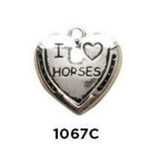 I Love Horses Heart Charm Sterling Silver .925 - Fine Gifts La Bella Basket Company