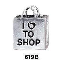 I Love to Shop Charm Sterling Silver - Fine Gifts La Bella Basket Company