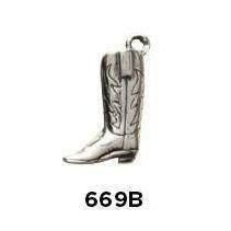 Large Cowboy Boot Charm Sterling Silver .925 - Fine Gifts La Bella Basket Company