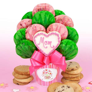Mom Heart Cookie Bouquet - Fine Gifts La Bella Basket Company