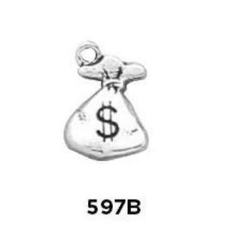 Money Bag Charm Sterling Silver - Fine Gifts La Bella Basket Company