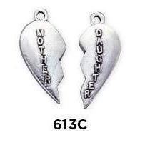 Mother and Daughter Heart 2pc Charm - Fine Gifts La Bella Basket Company