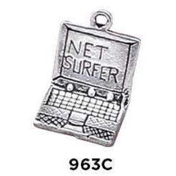 Net Surfer Charm Sterling Silver .925 - Fine Gifts La Bella Basket Company