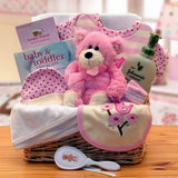 Deluxe Organic New Baby Basics Pink or Blue Gift Baskets - Fine Gifts La Bella Basket Company