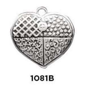 Patchwork Heart Charm Sterling Silver .925 - Fine Gifts La Bella Basket Company
