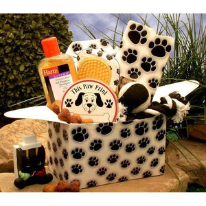 Paw Prints Doggie or Cat Care Gift Box - Fine Gifts La Bella Basket Company
