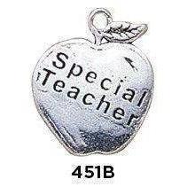 Special Teacher Apple Charm Sterling Silver .925 - Fine Gifts La Bella Basket Company