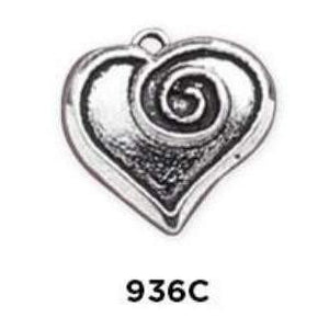 Swirl Heart Charm Sterling Silver - Fine Gifts La Bella Basket Company