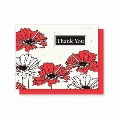 Thank You Gerber Daisy Plantable Greeting Cards - 5 Pack - Fine Gifts La Bella Basket Company