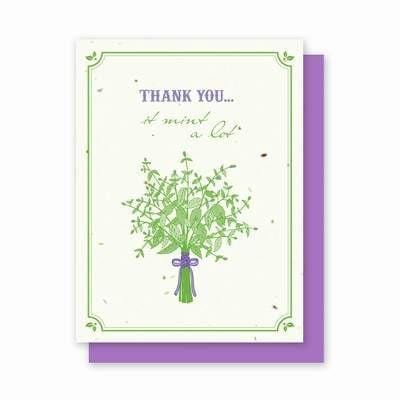 Thank You Mint Plantable Cards - 4 Pk - Fine Gifts La Bella Basket Company
