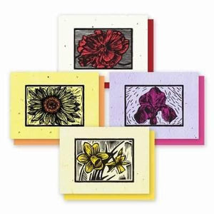 Woodcut Letterpress Plantable Greeting Cards - Variety 4 Pack - Fine Gifts La Bella Basket Company