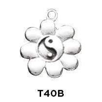 Ying Yang Flower Charm Sterling Silver .925 - Fine Gifts La Bella Basket Company
