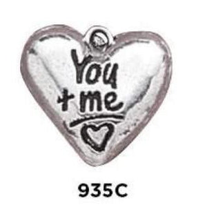 You plus Me = Love Heart Charm - Fine Gifts La Bella Basket Company