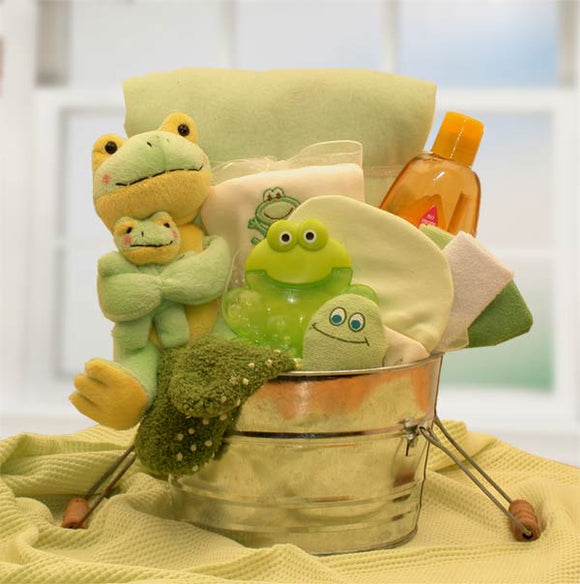 Little PollyWogs New Baby Wash Bin Gift Set - Fine Gifts La Bella Basket Company