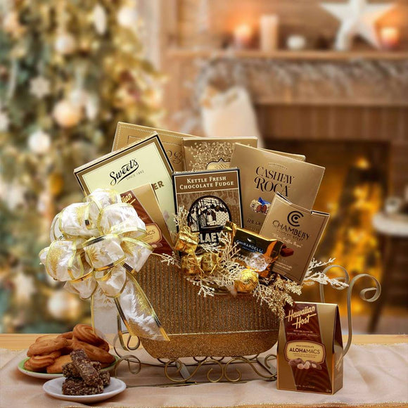 Glitter & Glitz Sleigh Gift - Fine Gifts La Bella Basket Company