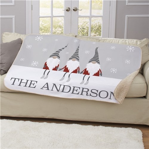 Christmas Gnome With Hats Sherpa Blanket