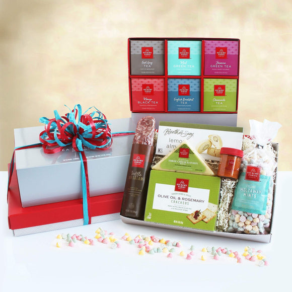 Mom's Tempting Tea and Treat Tower - Fine Gifts La Bella Basket Company