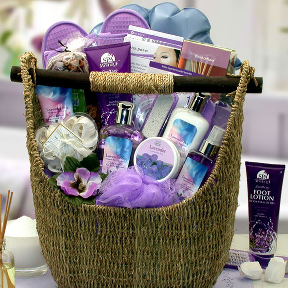 Lavender Sky Bath and Body Gift Tote Basket Ultimate - Fine Gifts La Bella Basket Company