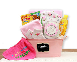 Baby Basics Pink Gift Basket - Fine Gifts La Bella Basket Company