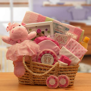 Precious Baby - Pink Gift Basket - Fine Gifts La Bella Basket Company