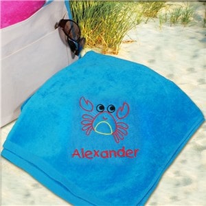Crab Blue Beach Towel