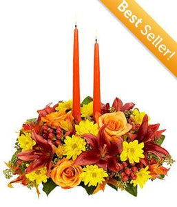 Autumn Moments Centerpiece Flower Arrangement - Fine Gifts La Bella Basket Company