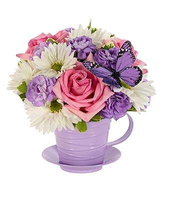 Lavender Tea Cup - Fine Gifts La Bella Basket Company
