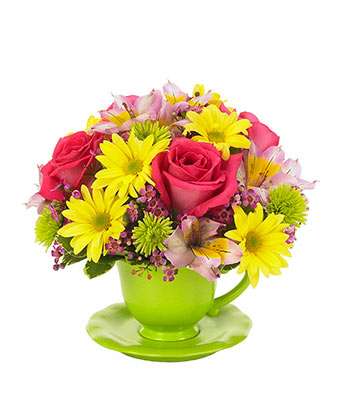 Bright Floral Tea Cup - Fine Gifts La Bella Basket Company